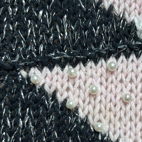 Vintage 80’s 90’s Diane Von Furstenburg Geometric Pearl Metallic Sweater - Picture 3 of 7